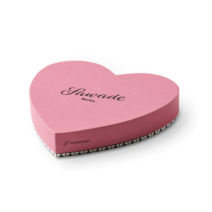 Herzschachtel Trüffel, 188g Feinste alkoholfreie Trüffelherzen in den Sorten Himbeere und Bourbon-Vanille