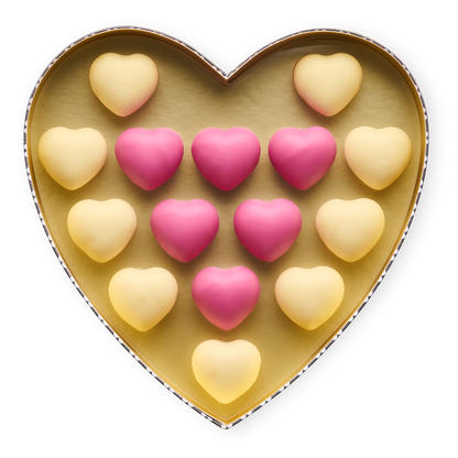 Herzschachtel Trüffel, 188g Feinste alkoholfreie Trüffelherzen in den Sorten Himbeere und Bourbon-Vanille